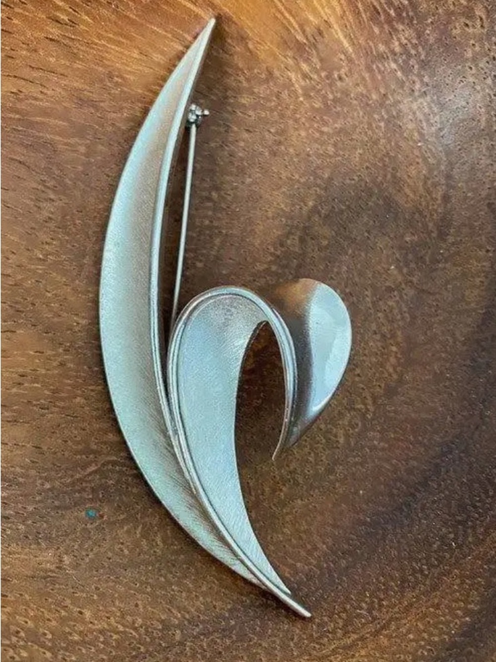 Trifari Silver-Tone Sculpted Swirl Brooch